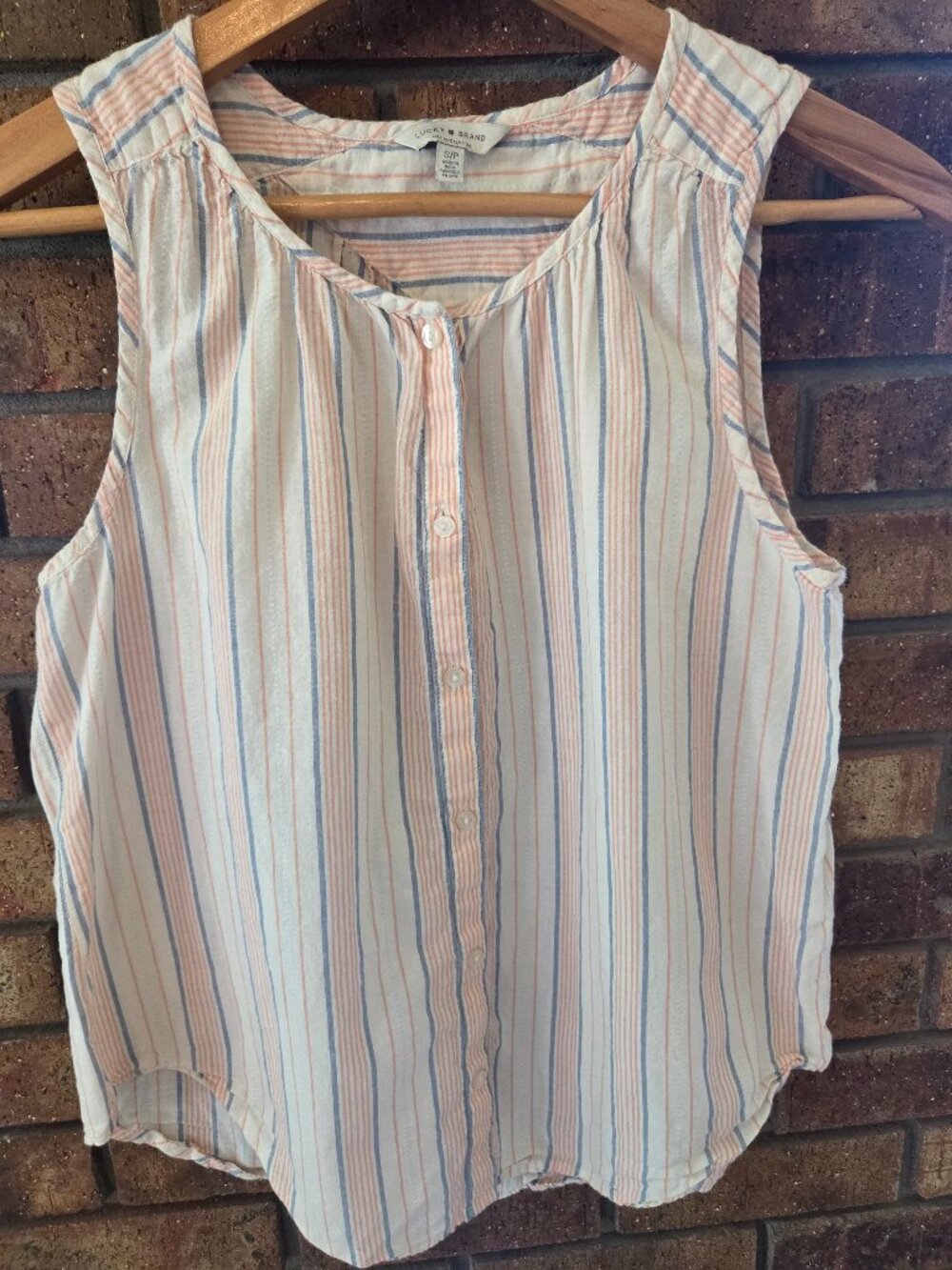 Lucky Brand Button Down Sleeveless Cotton Top Size S